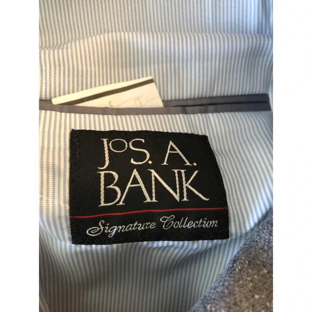 Jos. A. Bank Blazer Mens 46 Regular Gray Signature Collection Tailored Fit Silk